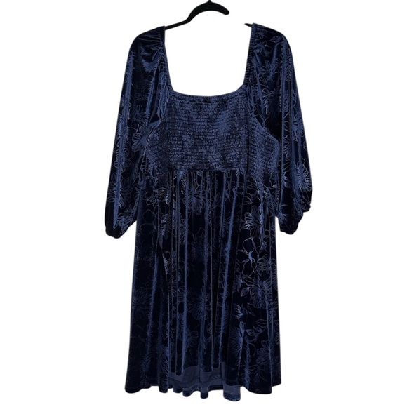 Torrid At The Knee Embossed Blue Velvet Sweetheart Mini Dress Torrid Sz 3 Sz 3X - Picture 6 of 10